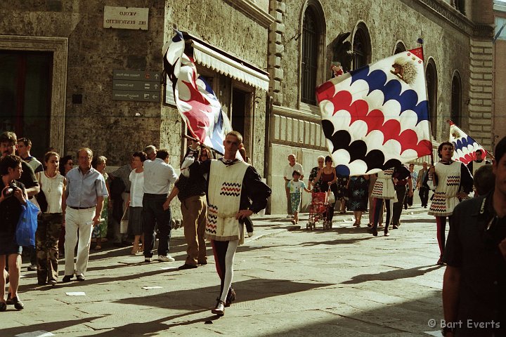 Scan10071.jpg - The Palio: a festival where different families, recognized by their family weapons, compete in a horse race